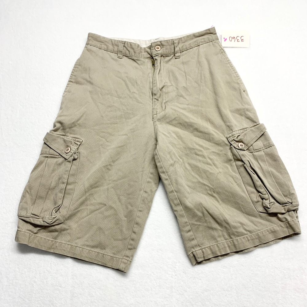 Bugle Boy Authentics Cargo Shorts Mens Size 28 Tan Khaki Vintage 90s Y2K Cotton